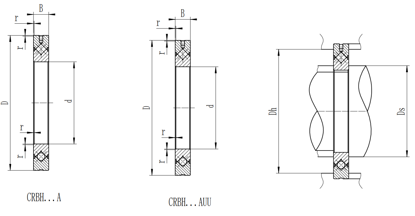 CRBH-A系列交叉滚子轴承尺寸图